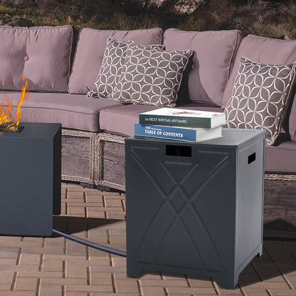 BAIDE HOME Propane Tank Cover Table, Square Propane Tank Holder Hideaway for 20 lb Propane Tanks, Gas Tank Storage Side Table - Carbon Gray