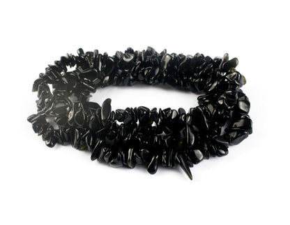 31 inches Chip Stone Loose Gemstones Beads Drilled Strand for Jewelry Making (Black Obsidian)