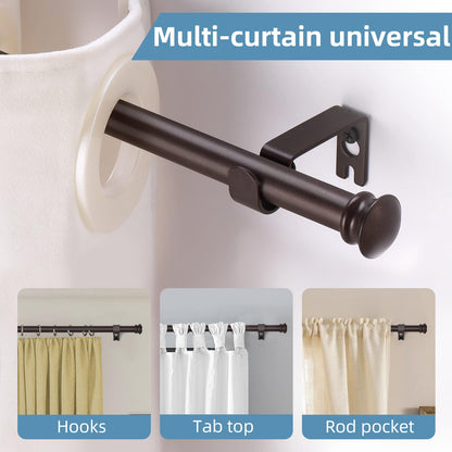 CorkLatta Bronze Curtain Rods for Windows 30 or 45 Inches with Brackets,Decorative 5/8 Inch Diameter Small Window Curtain Rod Set for Bedroom, Room Divider, Living Room, Kitchen, Bathroom
