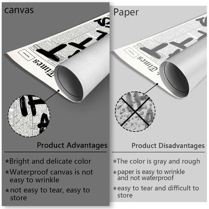Drimiler Retro Black And White Newspaper Poster What If It All Works Out Canvas Wall Art Positive Affirming Quote Minimalist Prints Painting For Home Bedroom Dorm Wall Decor 8x12in Unframed