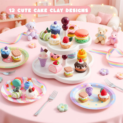 Shuttle Art Air Dry Clay for Kids - Cake Time, 52 PCS Modeling Clay Kit with Sculpting Tools and Tutorials, Safe & Non-Sticky, Craft Gifts for Boys & Girls
