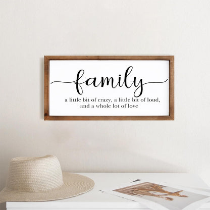 MODE HOME Family Sign for Home Decor, Farmhouse Family Wall Decor with Wood Frame for Wall, Kitchen, Living Room, Bathroom, Bedroom