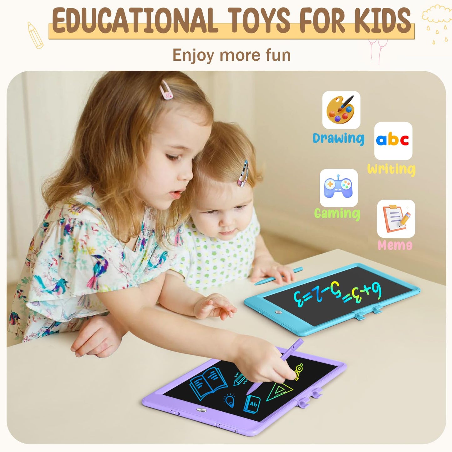 Kidopire LCD Writing Tablet, 2Pack Reusable Drawing Pad for Kids, Colorful Doodle Board Kid Drawing Tablet, Educational Toddler Girl Toys, Birthday Gift Ideas for 3 4 5 6 7 8 Year Old Kids
