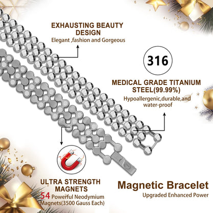 JEROOT Ultra Strength Magnetic Bracelet for Women | 3500-6000 Gauss Neodymium Magnets | Magnetic Therapy Jewelry with Adjustable Tool & Gift Packaging