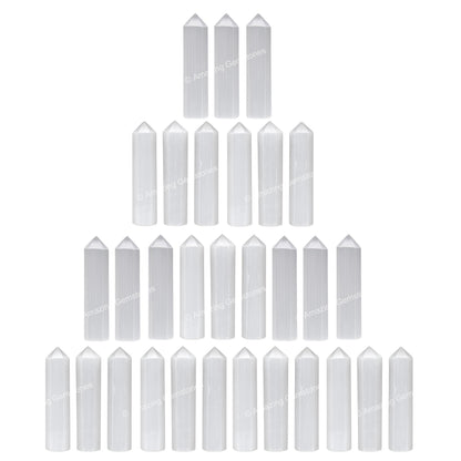 Amazing Gemstone Selenite Crystal Points Bulk Healing Crystals - Pack of 3 Single Terminated Healing Wand Point Bulk Crystals for Crafts, Crystal Grid, DIY Work - Premium Crystals for Beginners Gifts