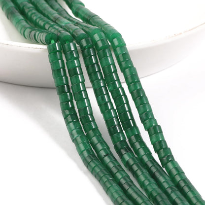 NITOPUPU 150Pcs 4×2mm Natural Green Agate Spacer Stone Beads for Jewelry Making Supplies, Loose Semi Flat Round Gemstone Tube Beads for Bracelets DIY Crafts