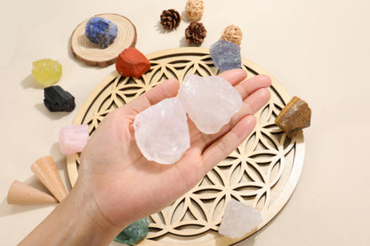 Jovivi 2pcs Raw Clear Quartz Rock Crystals,Large 1.6-2.2" Healing Crystals Natural Rough Stones Crystal for Tumbling, Cabbing, Home Decoration, Polishing, Wicca & Reiki