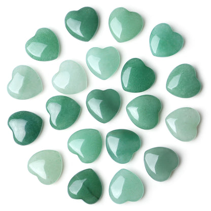 NUKAYAI 20PCS Green Aventrine Healing Crystals Stones Heart Love Shaped Polished Crystal Natural Cute Pocket Thumb Reiki Wholesale Set Balancing Meditation Mothers Day Bulk Gifts for Women