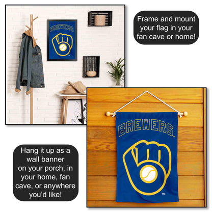 Milwaukee Brewers Retro Throwback Glove Double Sided Garden Flag