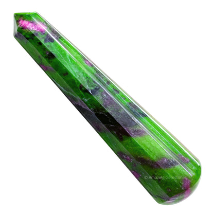 Amazing Gemstone Ruby Zoisite Crystal Wand Massage Stick - Pelvic Wand Gua Sha for Adults - Crystals and Healing Stones Massage Wands for Adults Gifts (Pointed)