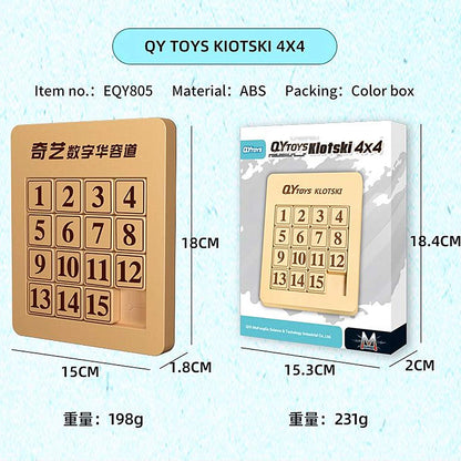 LiangCuber QY Toys Klotski Puzzle ABS Puzzle Magnetic Sliding Block Fun Digital Puzzles Toys for Kids, Prefect Gift for Boys Girls (4x4 Klotski 15-Digit)