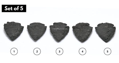 Amazing Gemstone 5 Pieces Black Agate Arrowhead, Crystal and Healing Stone Flint Rock Arrow Head - 1 to 1.5 Arrowheads for DIY Project Craft Point Jewelry Making