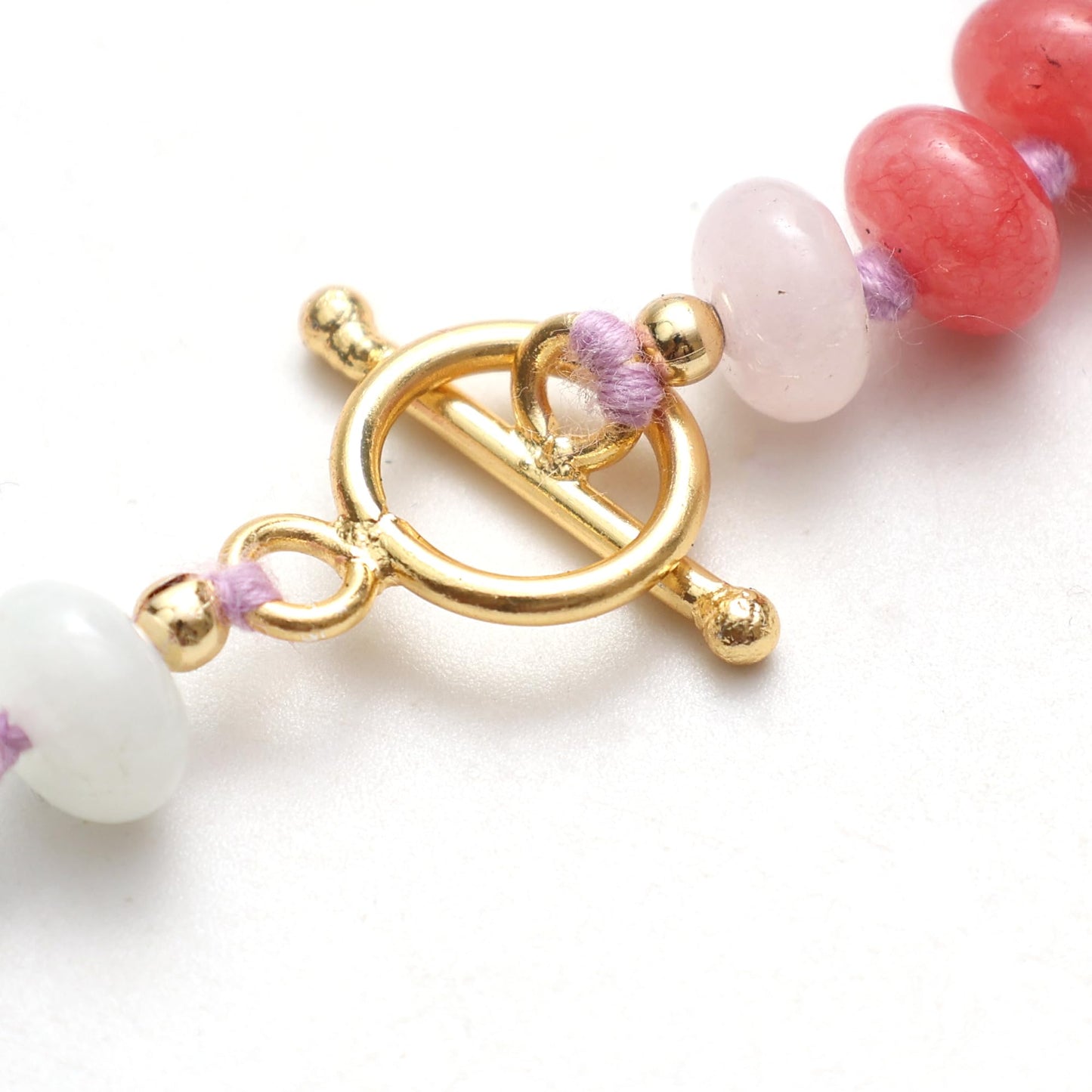 Gempires Smooth Beads Colorful Bracelet Handmade Beaded Crystal Jewelry Hypoallergenic Healing Gemstone Bracelets For Women 8 Inch Gold Plated Elegant Gift For Her