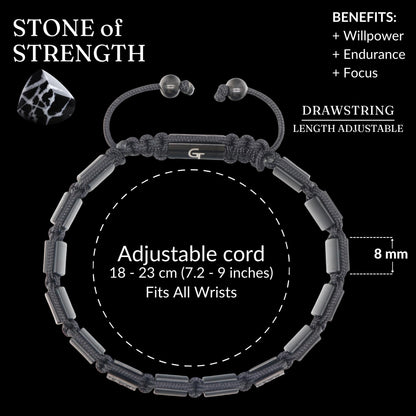 GT collection Flat Bead Bracelet, Gemstone Adjustable Bracelets for Men - Beaded Energy Bracelet for Relaxation and Peace, Handcrafted Men's Jewelry Gifts for Men