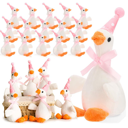 Vertintong 24 Pcs Silly Goose Plush Stuffed Animal Toy Birthday Decorations 8 inch One Silly Goose Baby Shower Party Favor Duck Stuffed Animal with Birthday Hat for Girls Funny Party Supplies (Pink)