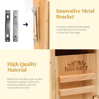 Owl House for Outdoors – Premium Large Cedar Nesting Box – Prebuilt Wooden Birdhouse for Screech Owls – Easy to Hang with Two Hanger Brackets, Mounting Screws & Cedar Shavings