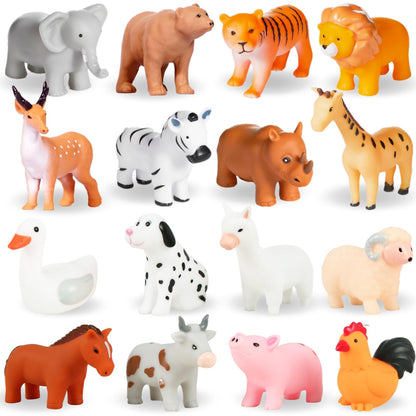 WQTHE Baby Bath Toys, for Infants 6-12& Toddlers 1-3, No Hole Bathtub Toys (Animals Combo Ⅲ, 16 Pcs)