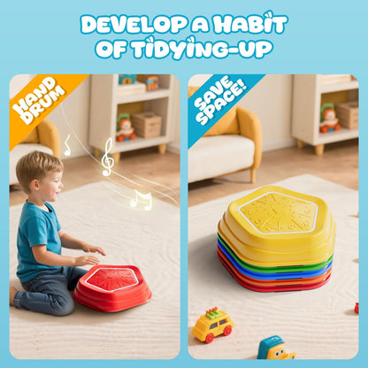 Calo 5Pcs Rechargeable Stepping Stones for Kids Toddler 3-5 with Light&Music,Balance Sensory Stepping Stones Indoor Outdoor Play,5 Long-lasting Batteries, Instant Response,Upgraded PVC, Support 200LBS