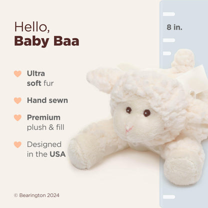 Bearington Collection Baby Baa Plush Stuffed Animal Lamb with Rattle, 8 inches - Lamb Stuffed Animal -Baby Toy