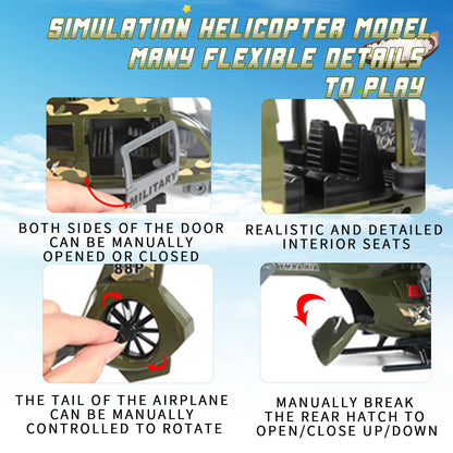 ANJARU Helicopter Toy with Lights and Sound,Simulative Rescue Helicopter Vehicles Toys for Kids Aged 3 and Up,Pull-Back Propeller Army Toys Toddler Kids Boys Gifts (Police Helicopter)