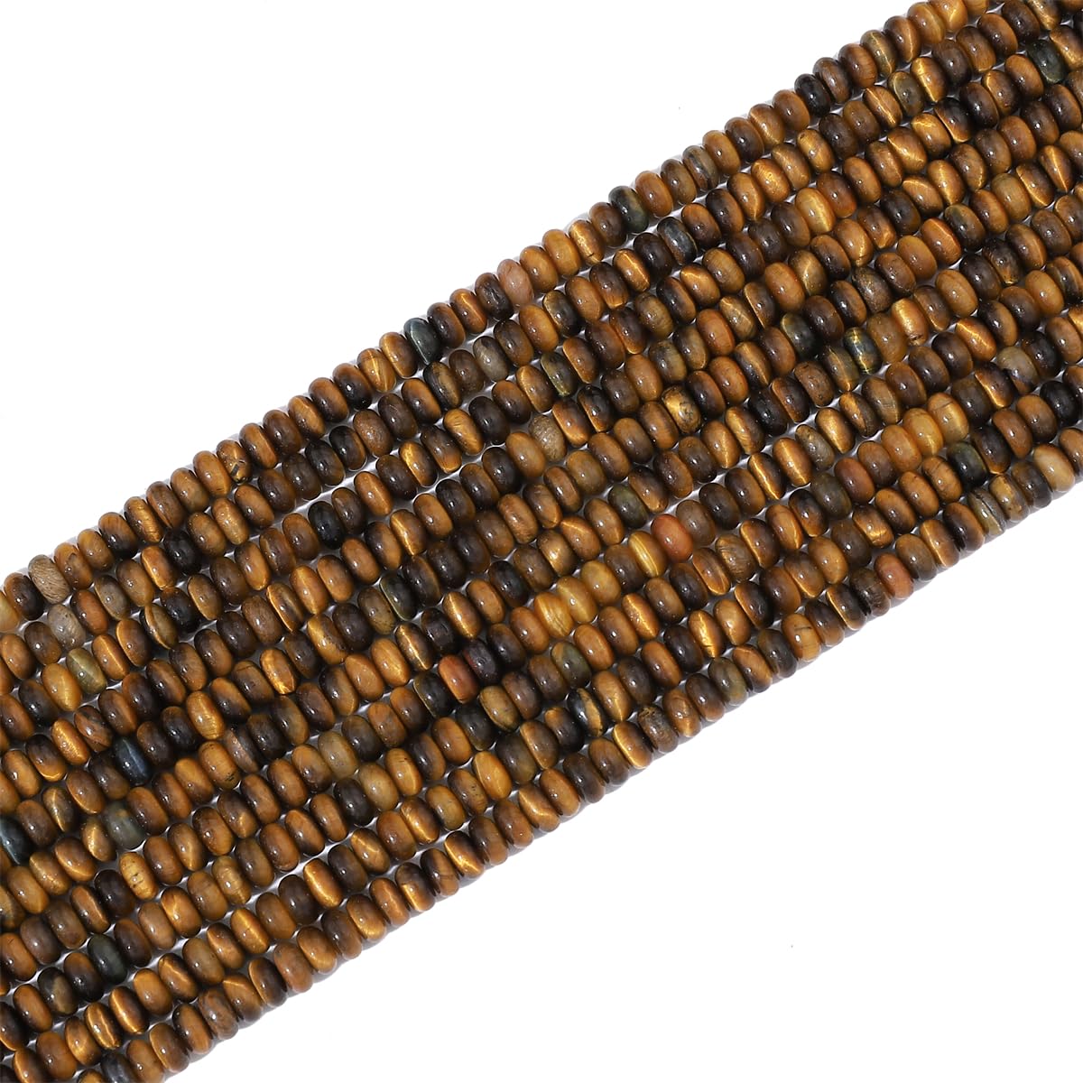 BEADIA Natural Yellow Tiger Eye Disk Stone Beads 4x2mm 160pcs Rondelle Loose Semi Gemstone Beads for Jewelry Making Design