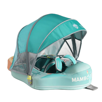 Mambobaby Float Non-Inflatable Baby Float with Canopy, Five-Point Safety System, 3D Canopy(Detachable) UPF 50+, Baby Pool Floats for 3-24 Months, Dual-Mode Toddler Swim Floaties