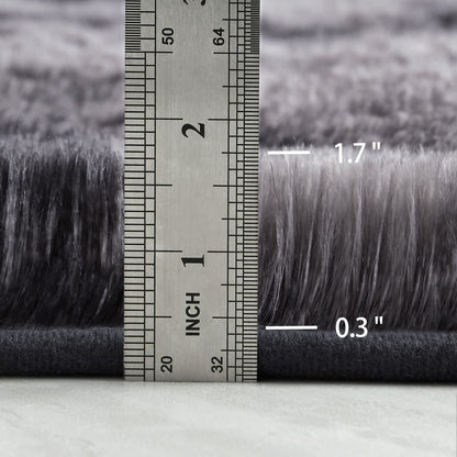 Hutha 5x8 Large Area Rugs for Living Room, Super Soft Fluffy Modern Bedroom Rug, Tie-Dyed Dark Grey Indoor Shag Fuzzy Carpets for Girls Kids Nursery Room Home Decor