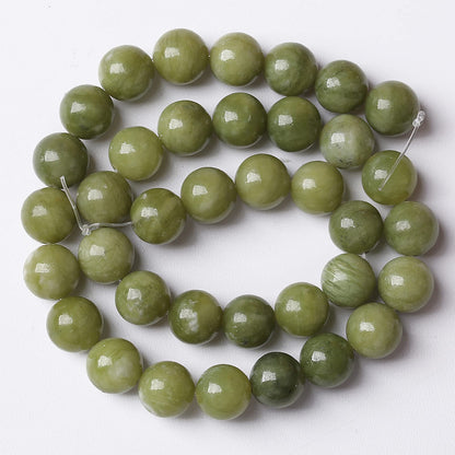 Natural Chinese Green Jade Beads Gemstone Round Loose Beads for Jewelry Making DIY Bracelet Necklace 8mm 45pcs 15" Inch