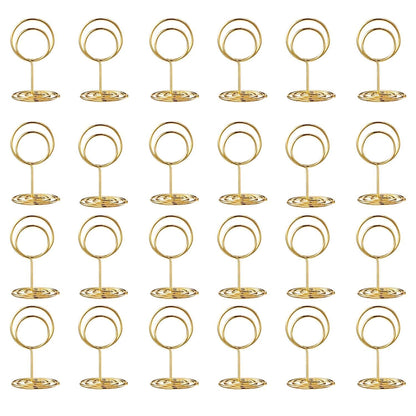 Toncoo 24 Pcs Premium Mini Table Number Holders and 24 Pcs Place Cards with Gold Foil Border, Place Card Holder, Table Sign Stand, Photo Picture holders for Centerpieces, Wedding, Party, Birthday