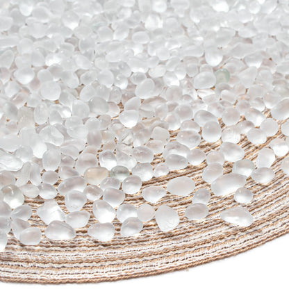 Keedolla 0.5 Lb White Frosted Sea Glass Stones Fish Tank Rocks Gravel Aquarium Glass Pebbles Marbles Gemstones for Vase Fillers, DIY Crafts, and Home Decor