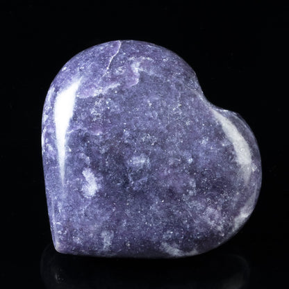 Crocon® 50mm Lepidolite Heart stone Big Heart Shape Puff Stones Set 450+ Carats Pocket Crystal Healing Tumble Collection Palm Worry Stone Good Luck Charm Meditation Gift Craft Home Decor