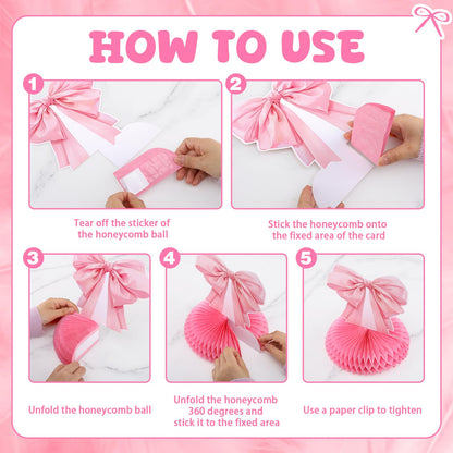 12 Pcs Pink Bow Party Honeycomb Centerpieces Pink Bow Table Centerpieces Coquette Theme Birthday Decorations Bow Party Decorations for Birthday Bachelorette Wedding Mothers Day Party Supplies