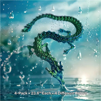 Joyroud 4 Pack 24" Large 3D Printed Dragon Toys, Articulated Chinese Dragons for Family Interaction & Imaginative Play, Collectible Home Office Desk Decor, Unique Birthday & Easter Gifts for Kids