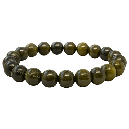 Amazing Gemstone Crystal Bracelet for Women Men's Gifts - Protection Healing Crystal Bracelet - 8mm Gemstone Beaded Stretchable Bracelet Pulseras Para Hombres Mujer Stocking Stuffers Mothers Day Gift (Gold Sheen Obsidian)