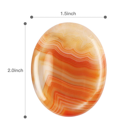 Artistone Red Carnelian Agate Crystal Thumb Worry Stone for Anxiety Natural Polished Healing Pocket Palm Energy Chakra Thumb Stone Sets for Yoga,Meditation,Stress Relieving(2pcs)