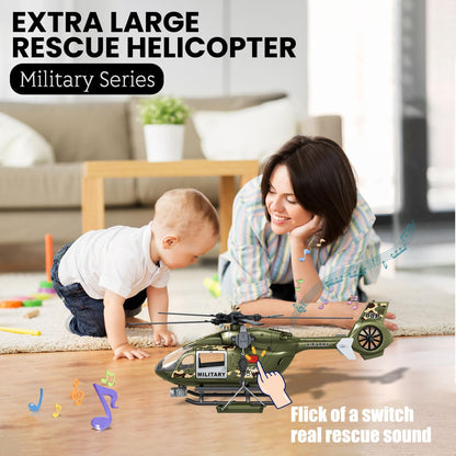 CSDCSD Green Military Big Helicopter Toys,Army Toys with Lights & Sounds,Birthday Gift for 2 3 4 5 Years Old Boys and Girls
