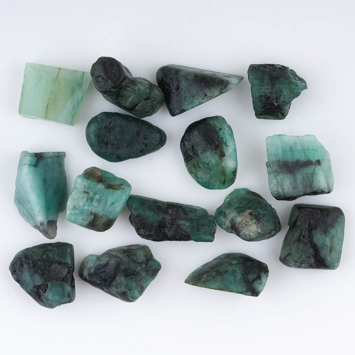 CRYSTALIS 15pcs Natural Emerald Loose Gemstone Wholesale Bulk Rough Jewelry Making Supply, Chakra & Healing Raw Stones, Wire Wrapping, DIY, Gem Collection [12-16mm]