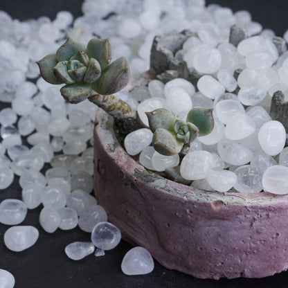 XMHOME 3 Pounds Clear Quartz Tumbled Stones Bulk - Polished Crystal Stones for Vase Filler, Healing, and Decoration Pebbles