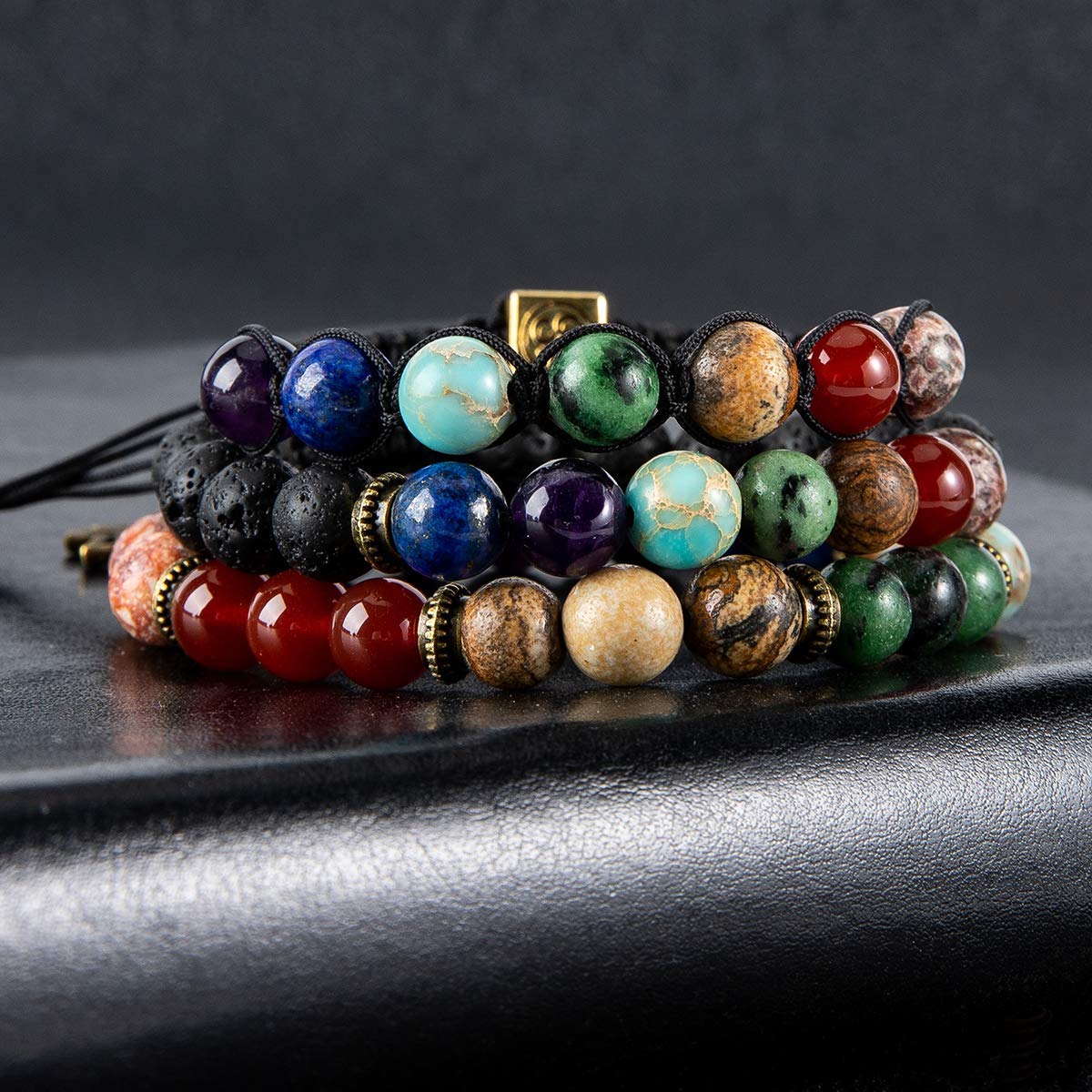 Bivei 7 Chakra Bead Bracelets for Women Yoga Meditation Energy Anxiety Healing Crystals Bracelets