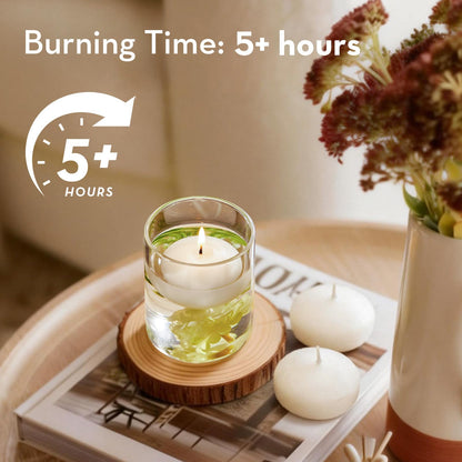 Crenovo Floating Candles Dripless, 5-6 Hour Clean Burn, 2 Inch Unscented Candles for Wedding, Party, Centerpieces, 48 Pack Water Candles Ivory Romantic Decoration