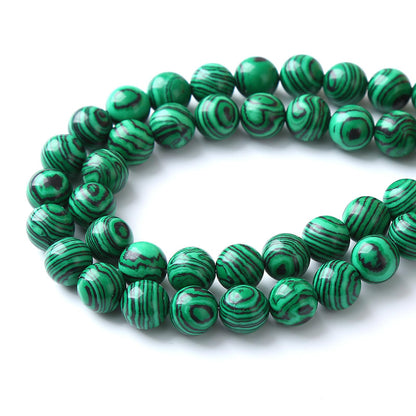 36pcs 10mm Synthetic Green Malachite Beads Natural Stone Round Loose Spacer Beads for Jewelry Making DIY Necklaces Bracelets 15" (10mm, Green Malachite)