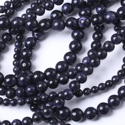 45PCS 8MM Natural Blue Sand Stone Beads Energy Healing Beads for DIY Jewelry Bracelet Necklace Making for Jewelry Making15Inch
