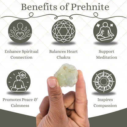 ANAYA AGATE Prehnite Epidote 2 Pcs Raw Crystals Rough Gemstones w/Authenticity Card, Velvet Pouch - Large 1.25–2.0" Raw Stones for Tumbling, Cabbing, Polishing, Cutting Natural Healing Crystals for Home Decor, DIY Stones