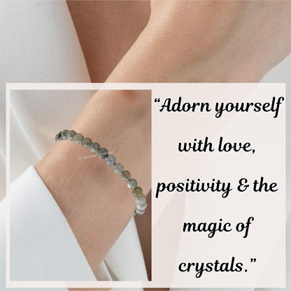 Amazing Gemstone Labradorite Bracelet, Gifts For Men & Women - Protection Healing Crystal Bracelet - 6mm Gemstone Beaded Adjustable Bracelet, Pulseras Para Hombres Mujer Stocking Stuffers