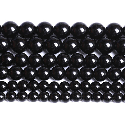 6mm 66pcs Natural Black Agates Onyx Stone Beads Smooth Round Loose Spacer Beads for Jewelry Making DIY Bracelets 15"