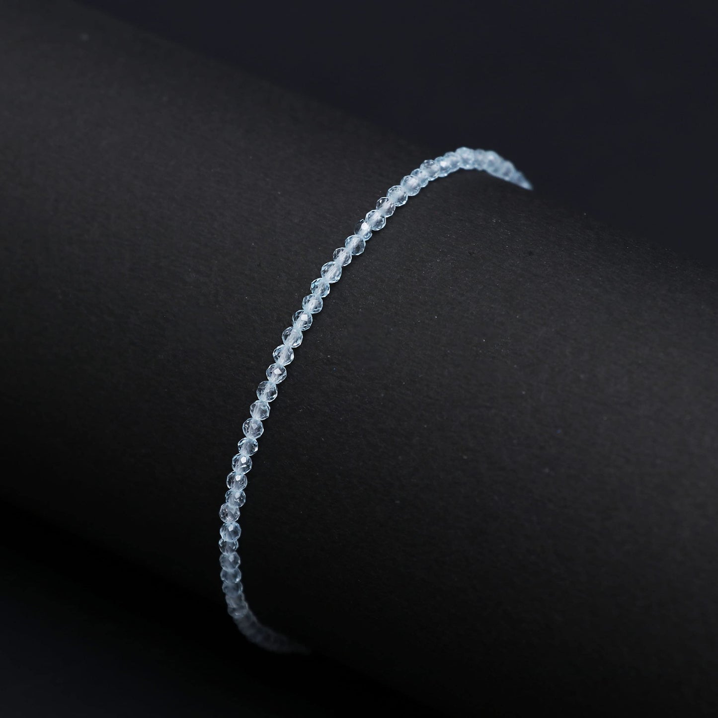Gempires Handmade Sky Blue Topaz Gemstone Beaded Bracelet for Women | 2.4–2.5 mm Faceted Natural Stone | Adjustable 7+1 Inch Silver Plated Chain | Dainty Minimalist Stacking Jewelry | December Birthstone Gift