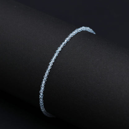 Gempires Handmade Sky Blue Topaz Gemstone Beaded Bracelet for Women | 2.4–2.5 mm Faceted Natural Stone | Adjustable 7+1 Inch Silver Plated Chain | Dainty Minimalist Stacking Jewelry | December Birthstone Gift