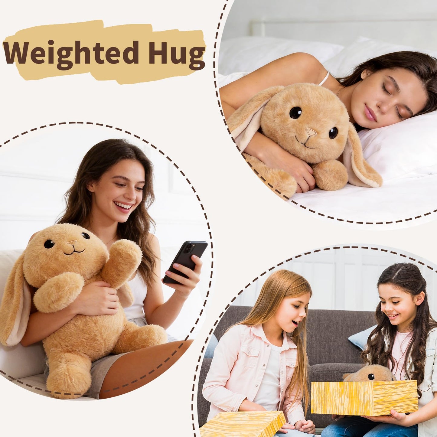 Fuzcomddle Weighted Stuffed Animals for Adults and Kids– 4.2 Lbs Bunny Weighted Stuffed Animal 21", Rabbit Plush Pillow, Birthday Christmas Holiday Easter Gifts for Women Adults & Kids
