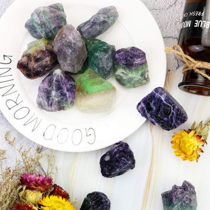 Fireboomoon 2lb/950g Rough Natural Fluorite Stone Raw Rainbow Fluorite Gemstone Crystal Rock for Cabbing,Tumbling,Cutting,Polishing,Lapidary,Healing Reiki,Jewelry Making and Home Decoration