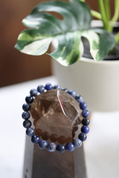 The Vida Handmade AAA+ Quality Crystal Stretch Elastic Bracelet - Nature Gemstone - Jewelry Gift - Holiday Gift - For Women & Men (Sodalite)